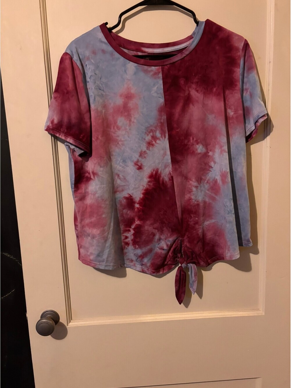 WallFlower burgundy blue tie dye tie front crop top XL